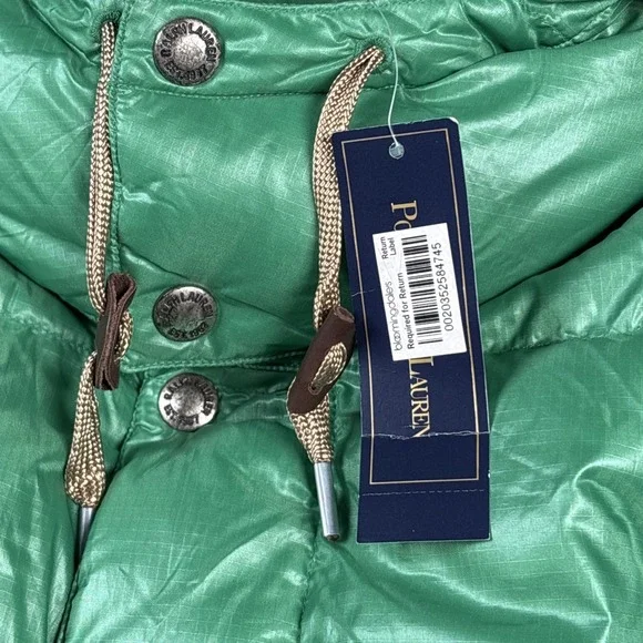 NEW Vintage Polo RALPH LAUREN Detachable Hood Down Jacket Green Mens L NOS